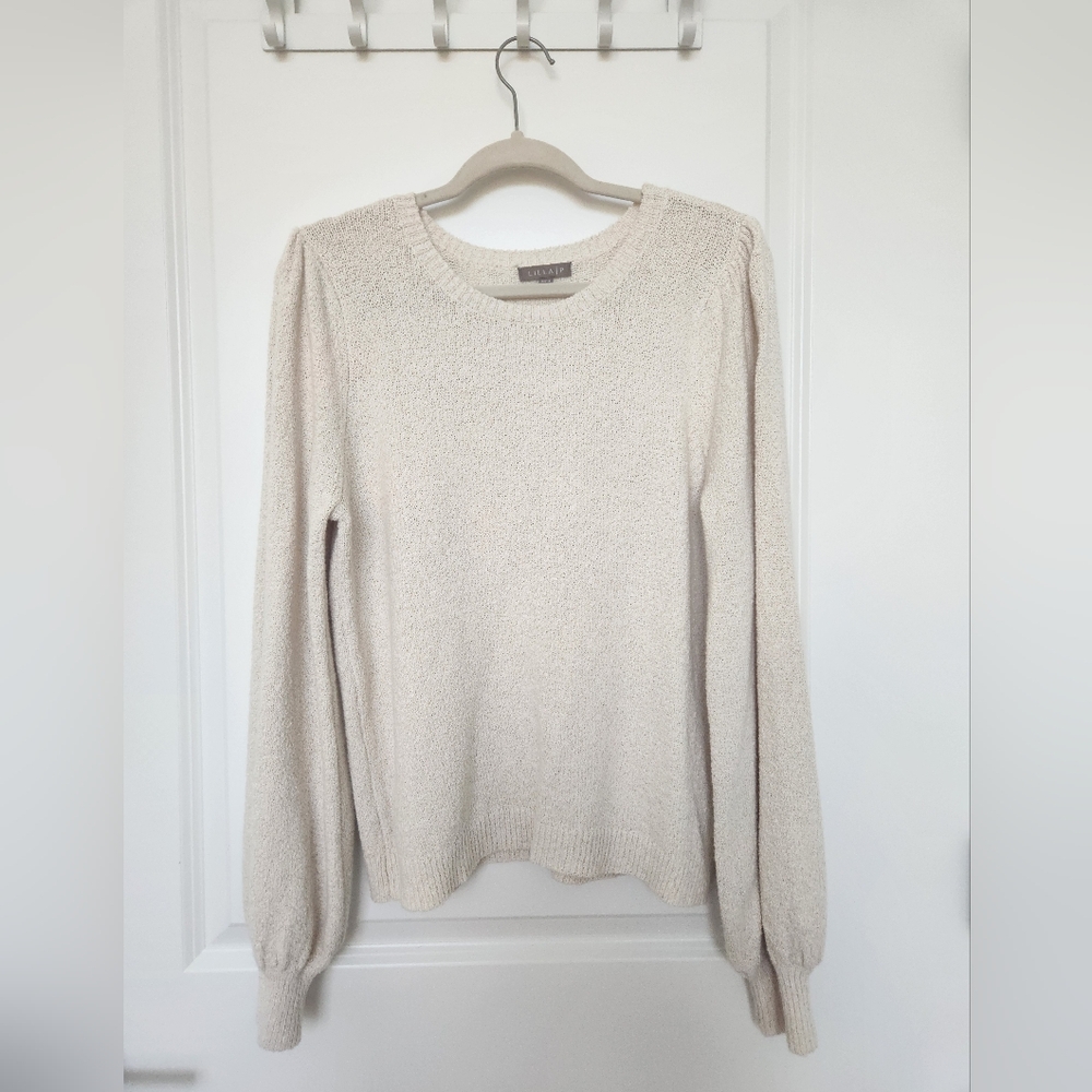 Cream cashmere bell-sleeved sweater